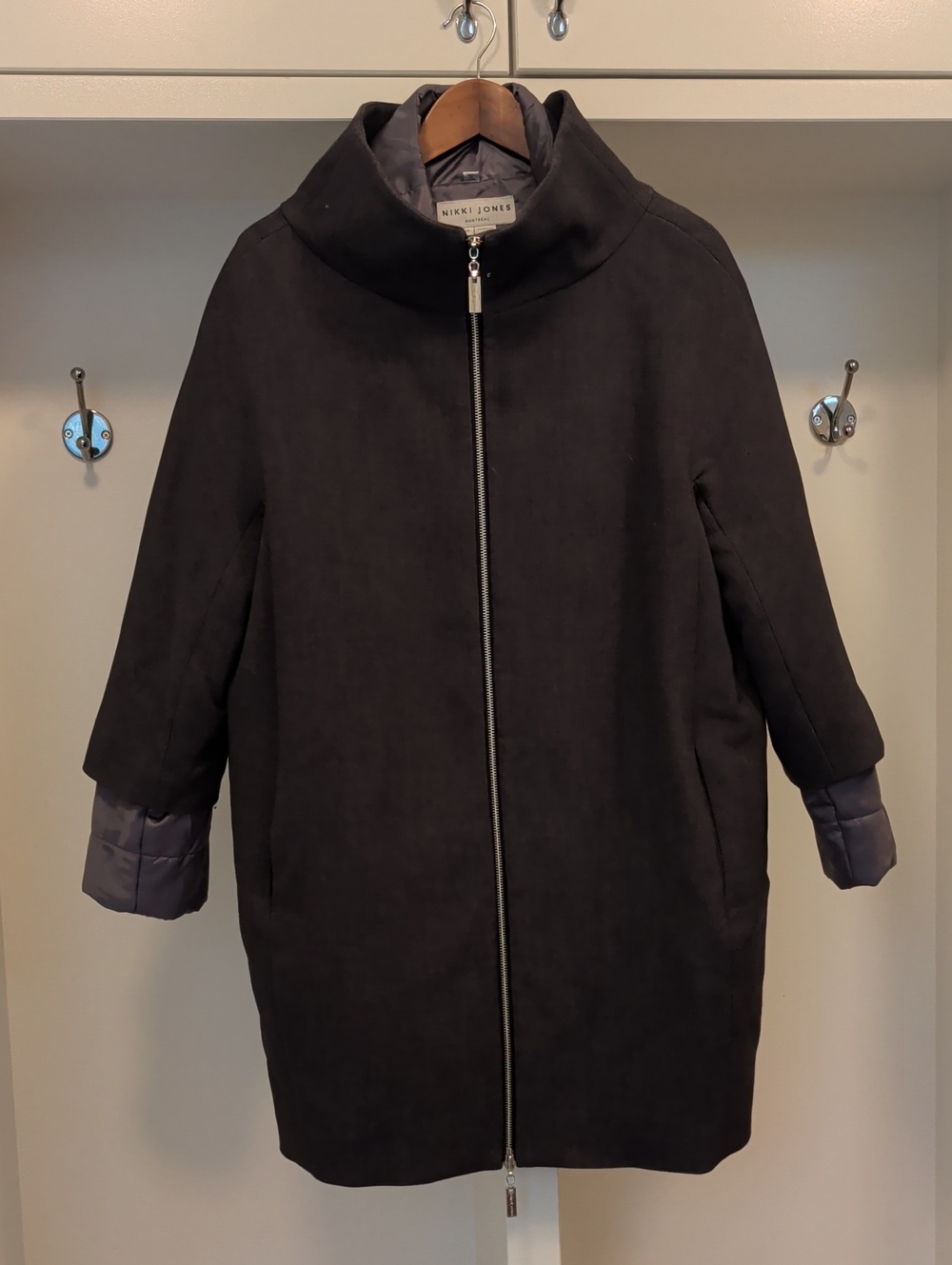 3-in-1 Grey And Silver Funnel-Neck Zip Coat